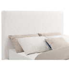 Letto King Size, Testiera a Pannello Imbottita, Base a Zoccolo Dorata, Avorio