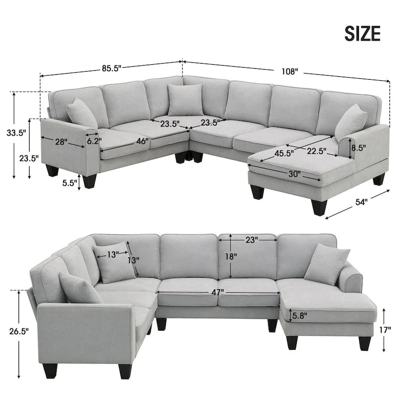 Divano componibile moderno in velluto oversize 89*89, grande, a L, imbottito per interni con doppi cuscini, grigio