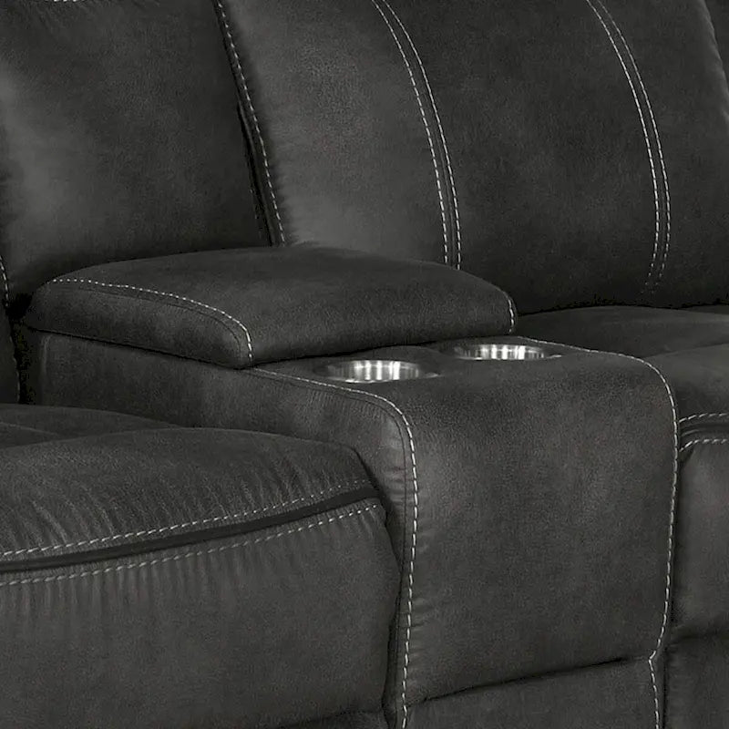 Divanetto reclinabile manuale a movimento da 74 pollici, schiuma gel, similpelle nera