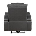 Poltrona reclinabile elettrica da 38 pollici, portabicchieri refrigerato, LED, pelle PU grigia